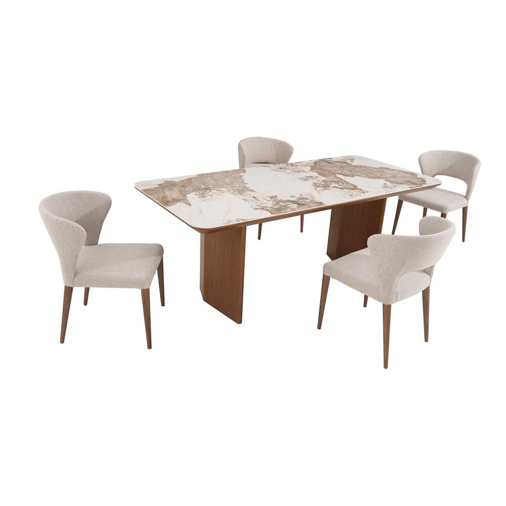 Monroe Rose Curved Open Back Side Chair in Walnut, , large