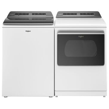 Whirlpool 5.3 Cu. Ft. Top Load Washer and 7.4 Cu. Ft. Electric Dryer Laundry Pairs in White, , large