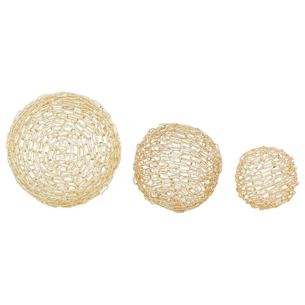 CosmoLiving by Cosmopolitan Geometric Orb Sculpture in Gold &#40;Set of 3&#41;, , large