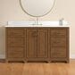37B Lucerne 60" Single Bathroom Vanity in Dark Maplewood with Marble Top and Backsplash, , large