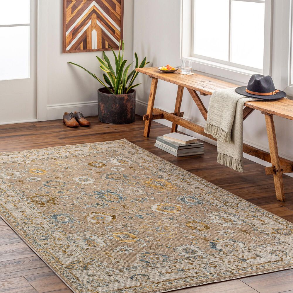 Surya Reina Tan, Light Brown, Light Gray, Cream, Denim, Mustard and Olive 9' x 12'2" Area Rug, , large