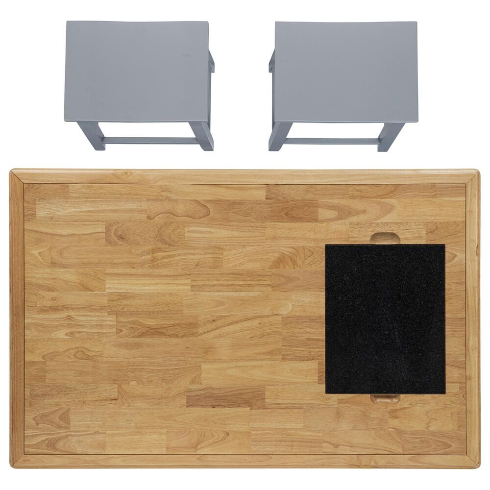 Linden Boulevard Penda Kitchen Island with 2 Stools in Gray, , large