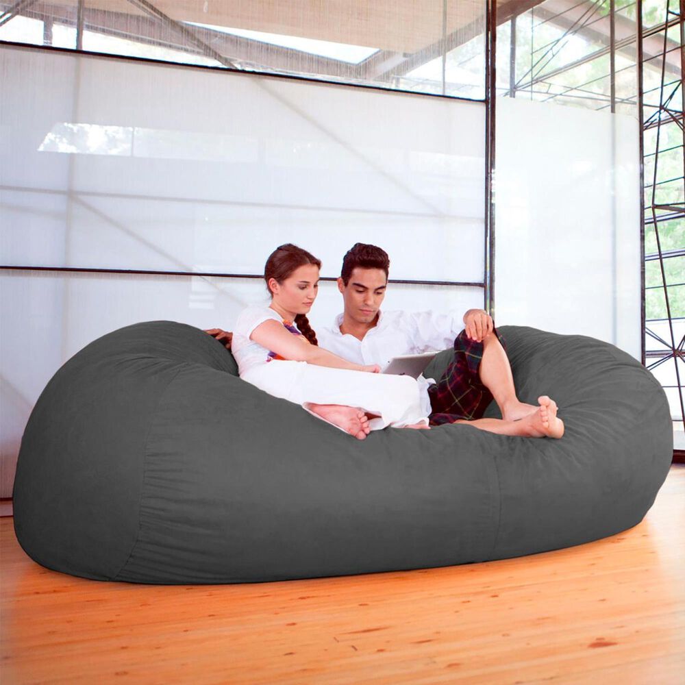 Jaxx 7&#39; Giant Bean Bag Sofa in Charcoal, , large