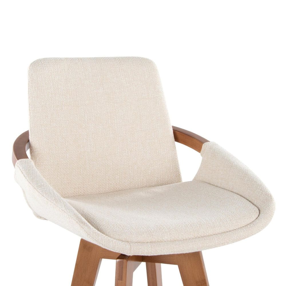 Lumisource Cosmo Swivel Counter Stool with Cream Cushion in Walnut and Black, , large