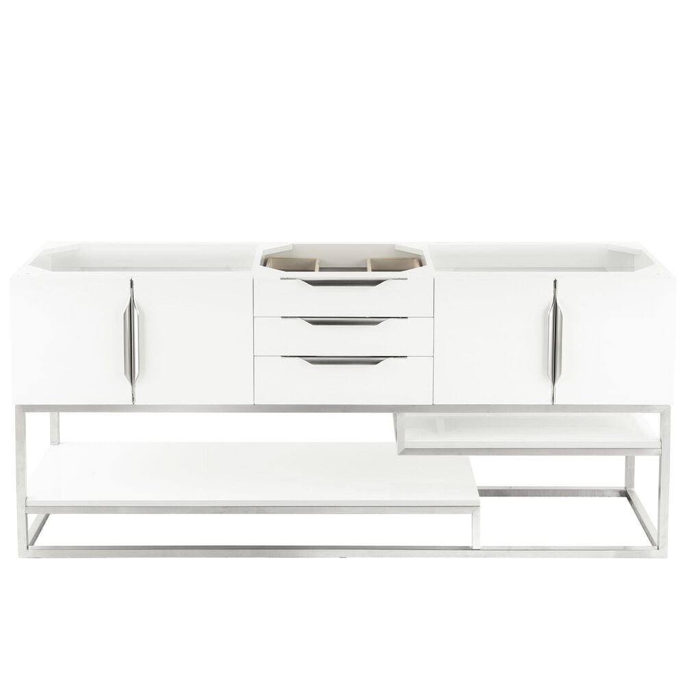 James Martin Columbia 72 Single Bathroom Vanity Cabinet In Glossy White And Brushed Nickel Nebraska Furniture Mart