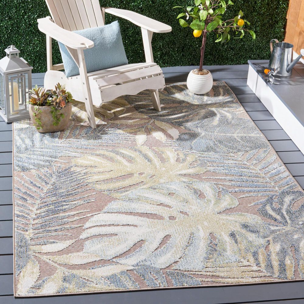 Safavieh Sarasota 4&#39;5&quot; x 6&#39;5&quot; Light Green and Brown Indoor/Outdoor Area Rug, , large