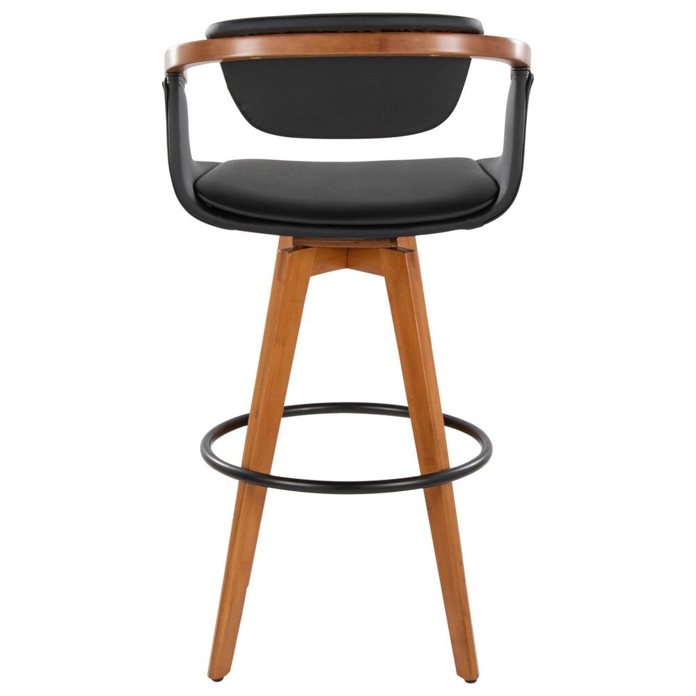 Lumisource Oracle Swivel Barstool with Black Cushion in Walnut and Black, , large