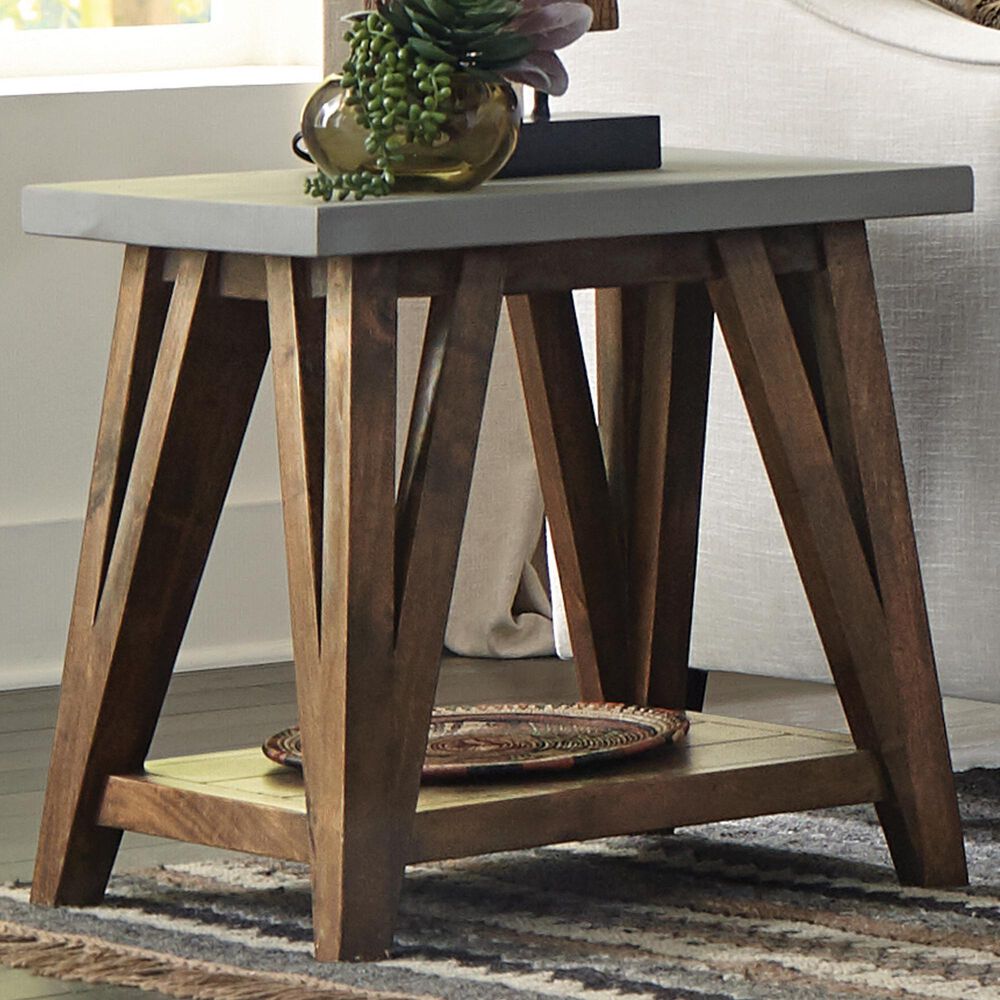 Bolton Furniture Brookside 22" End Table in Brown/Light Gray, , large