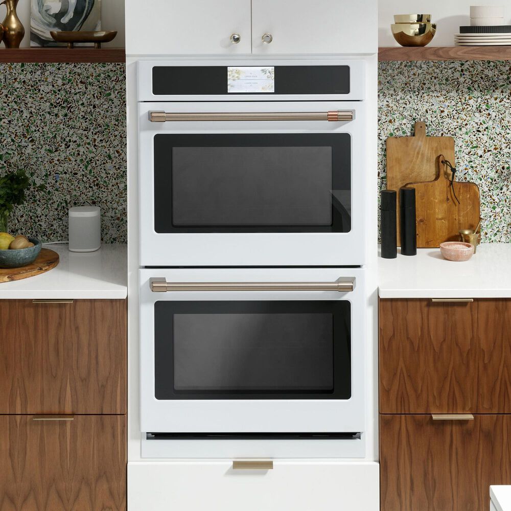 Cafe 30&quot; Smart Double Electric Wall Oven with Convection in Matte White and Brushed Black, , large
