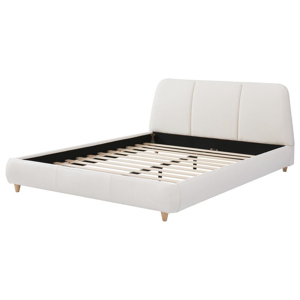 Hearth and Haven Queen Upholstered Platform Bed in White, , large