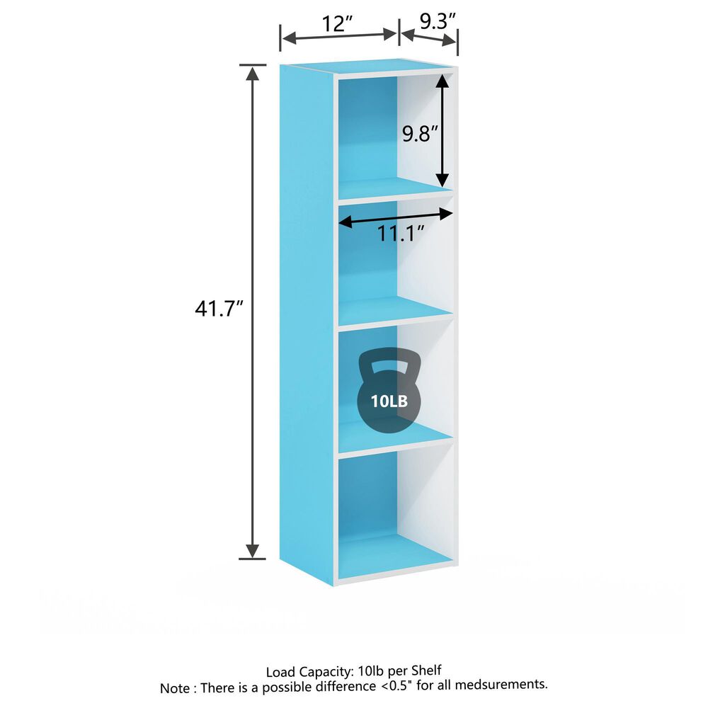 HOMLUX 4-Tier Open Shelf Display Organizer Bookcase in Light Blue and White, , large
