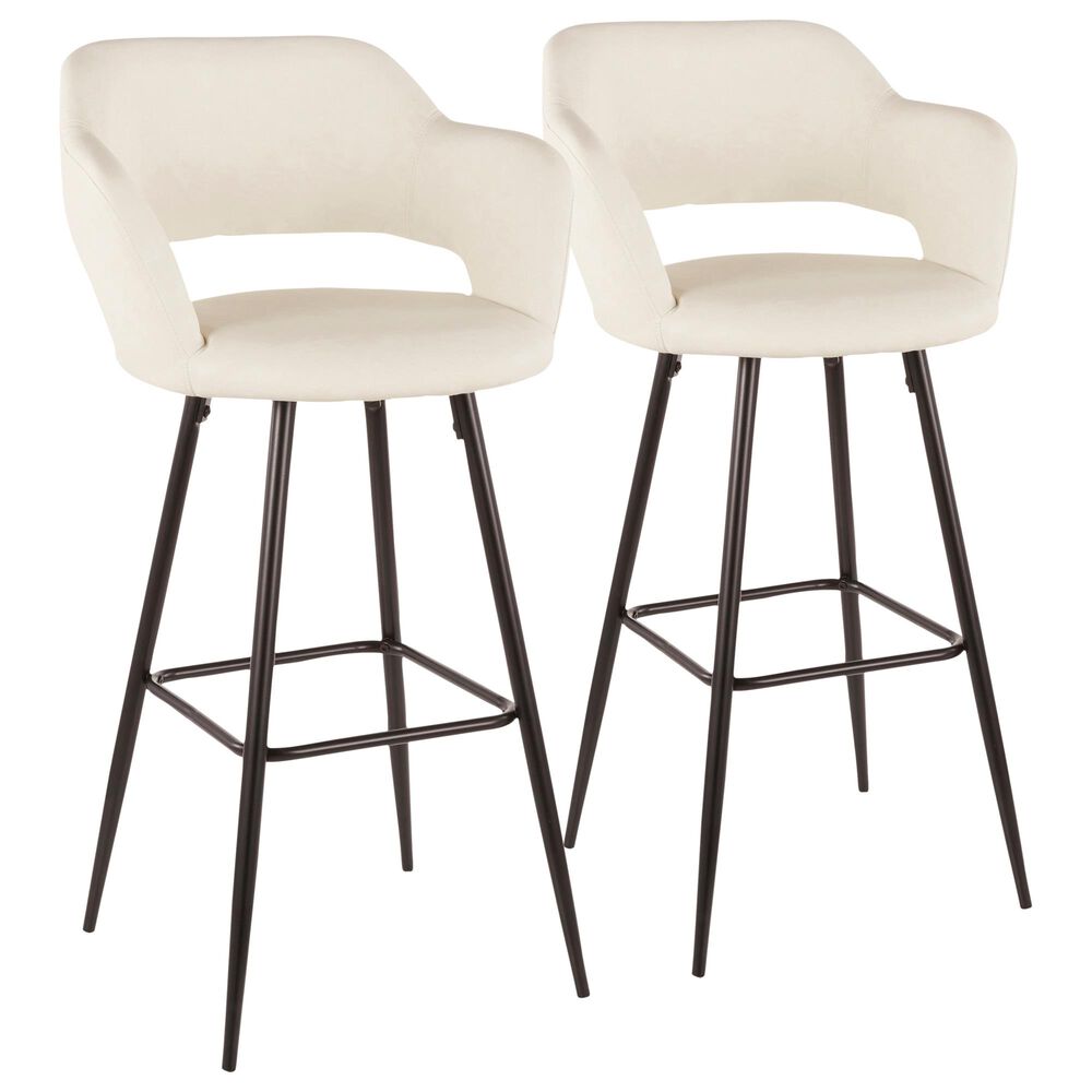 Lumisource Margarite Barstool in Cream/Black (Set of 2), , large