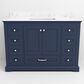 Lexora Home Dukes 48" Single Bathroom Vanity in Navy Blue with 2 cm White Carrara Marble Top and Rectangular Sink, , large