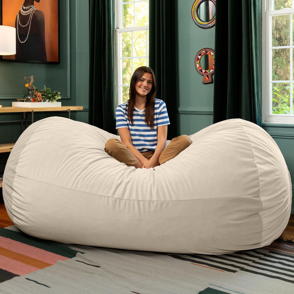 Jaxx Grand Lounger 7" Bean Bag Sofa in Ivory, , large