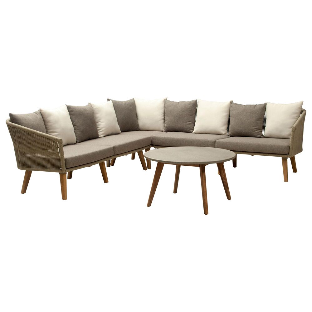 GreyPoint Herman 4-Piece Corner Lounge Set in Cappuccino/Acacia Wood, , large