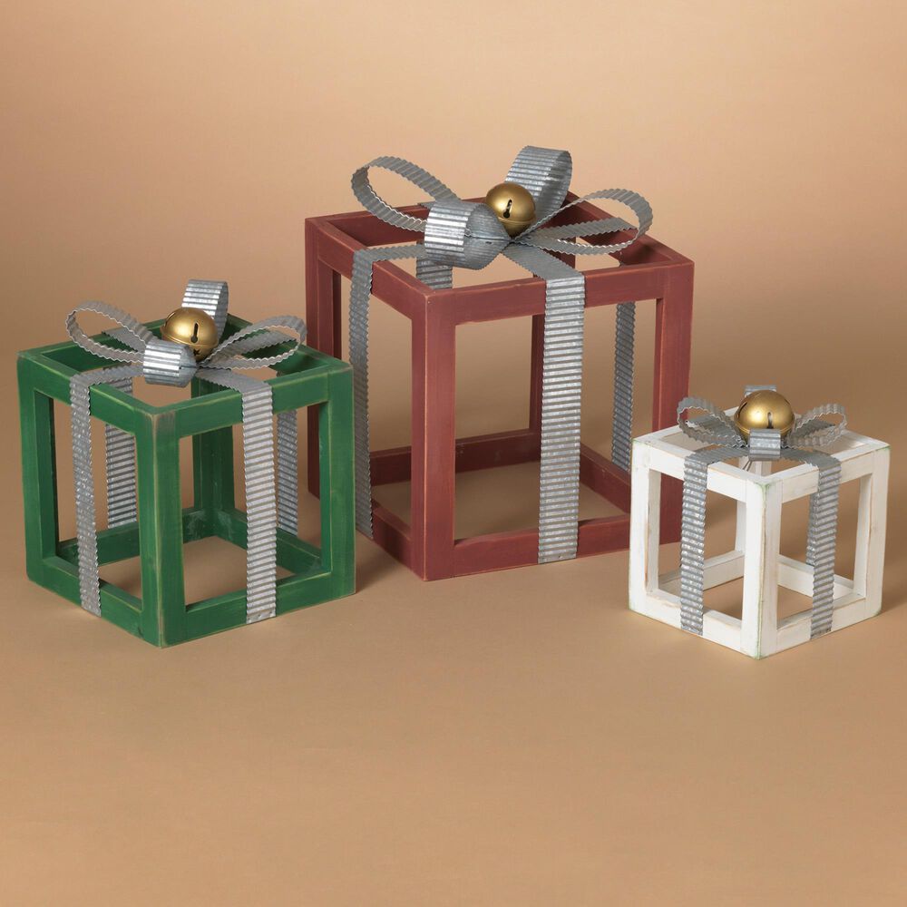 The Gerson Company 3-Piece Nesting Wood and Metal Gift Box Set in Assort, , large