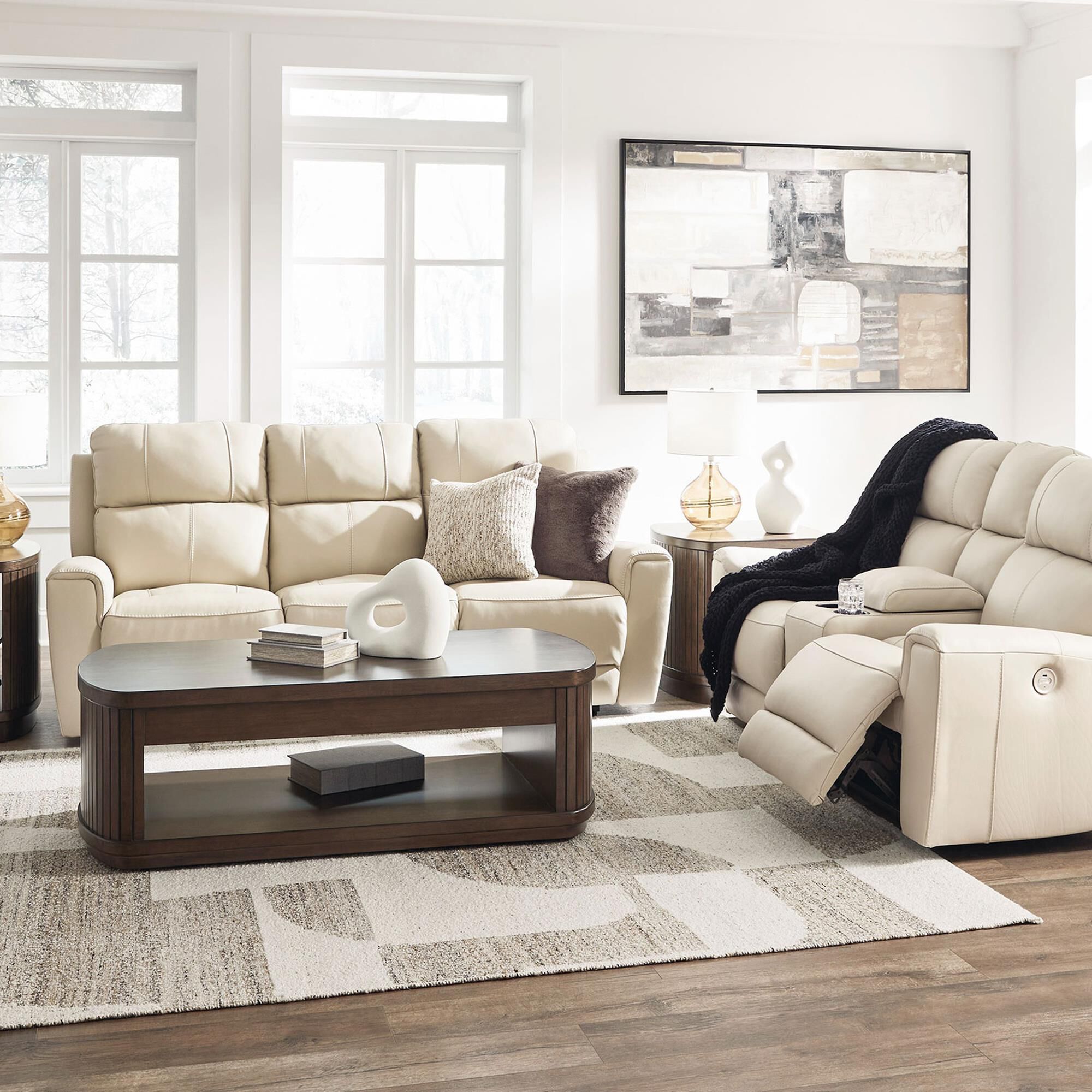 Ashley Dahlmoore Power Reclining Console Loveseat in Almond
