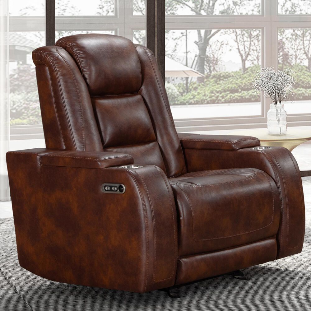 New Heritage Design Chester Power Glider Recliner in Brown, , large
