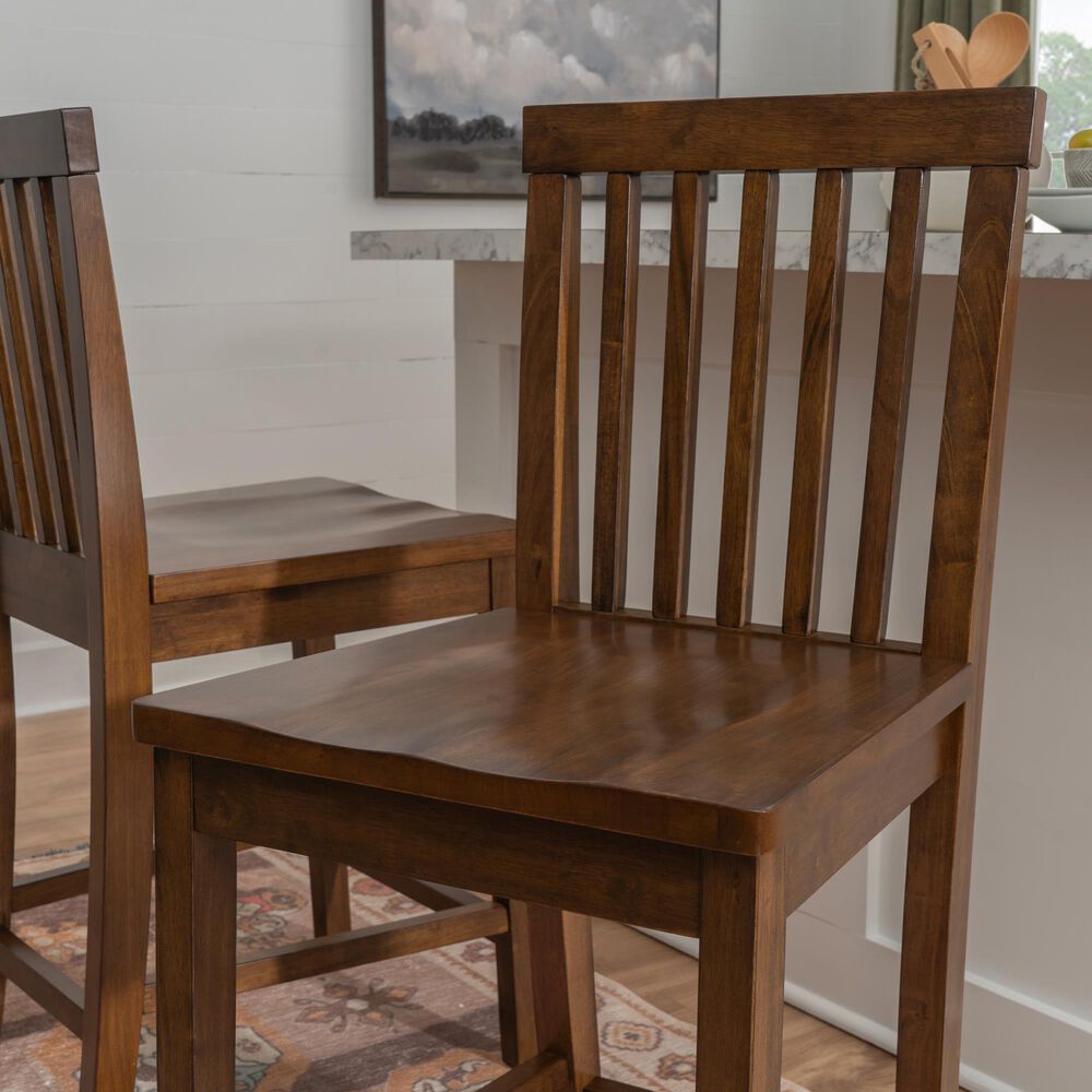 Linon Home Decor Percival Counter Stool in Rich Walnut (Set of 2), , large