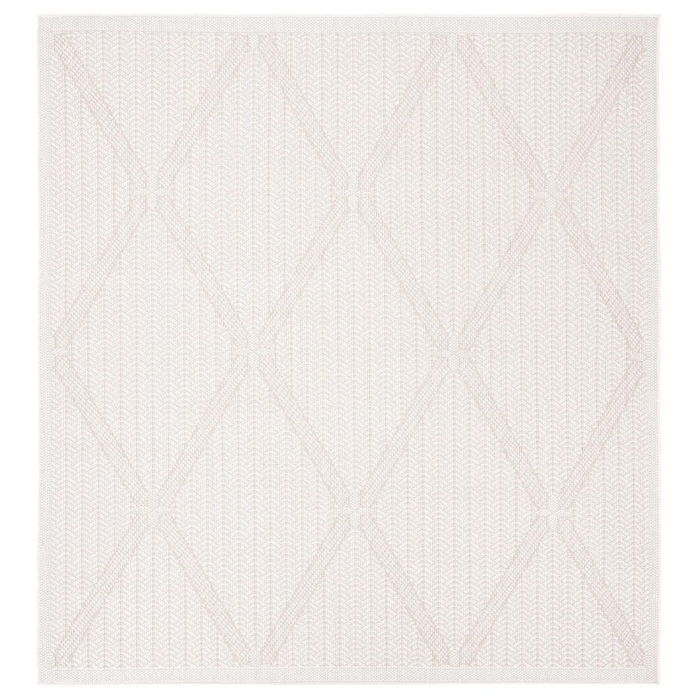 Safavieh Bermuda 6"7" Square Cream and Beige Indoor/Outdoor Area Performance Rug, , large