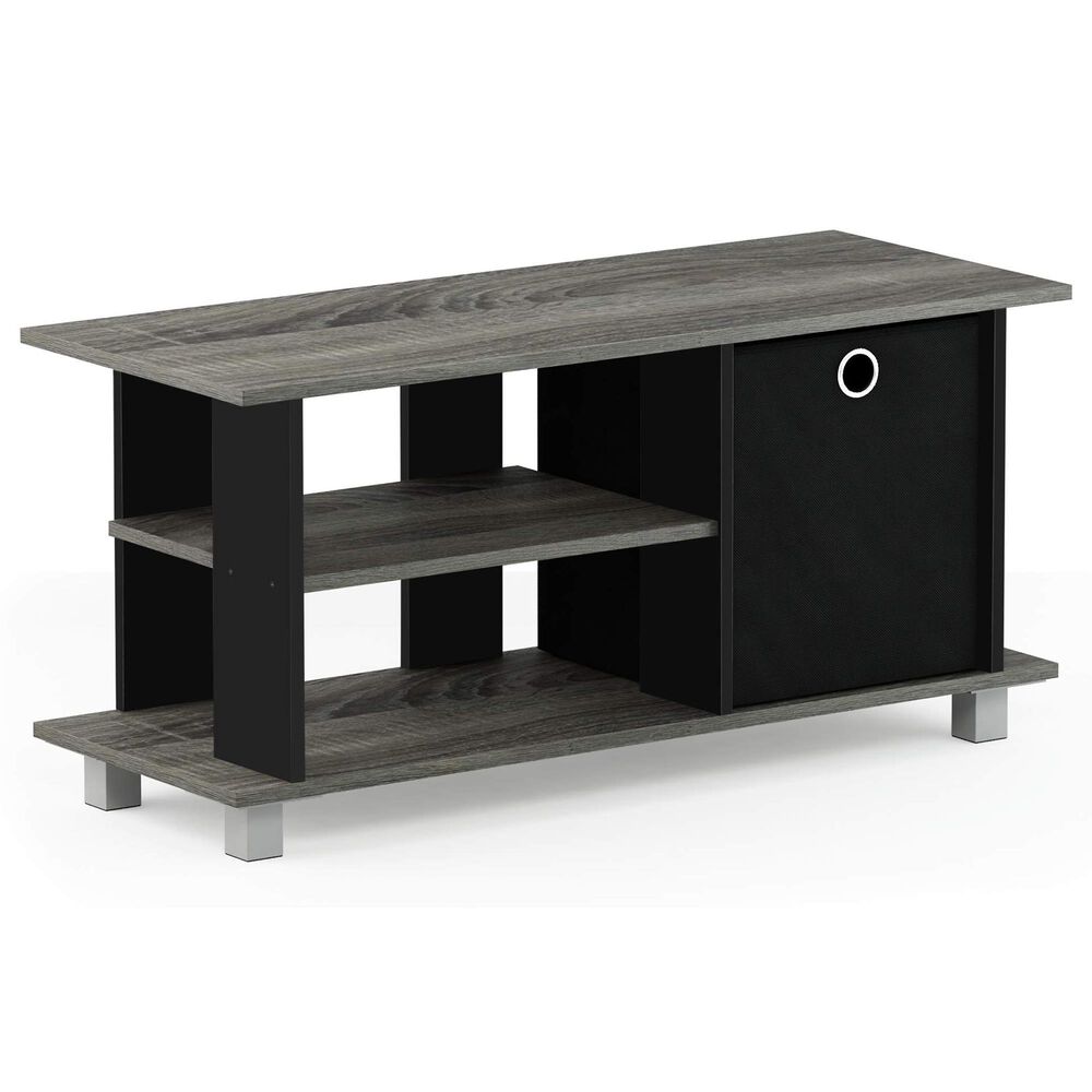 HOMLUX 31.5" Entertainment Center TV Stand with Bin Drawers in French Oak Grey and Black, , large