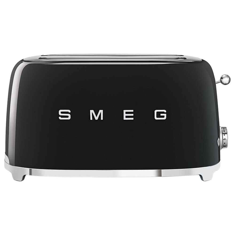 SMEG 4-Slice Retro Style Toaster in Black and Stainless Steel, , large