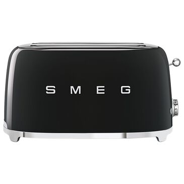 SMEG 4-Slice Retro Style Toaster in Black and Stainless Steel, , large