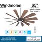Minka-Aire Windmolen 65" Indoor/Outdoor Smart Ceiling Fan with LED Light in Oil Rubbed Bronze, , large