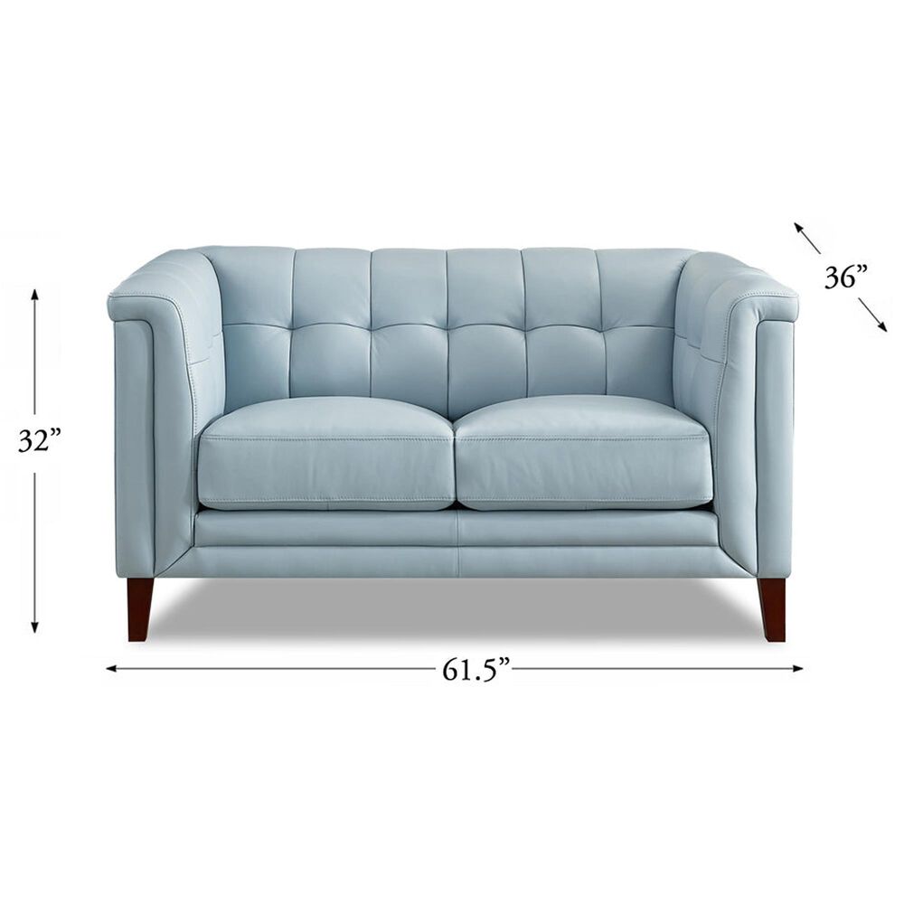 Hydeline Arvo Stationary Leather Loveseat in Spa Blue, , large