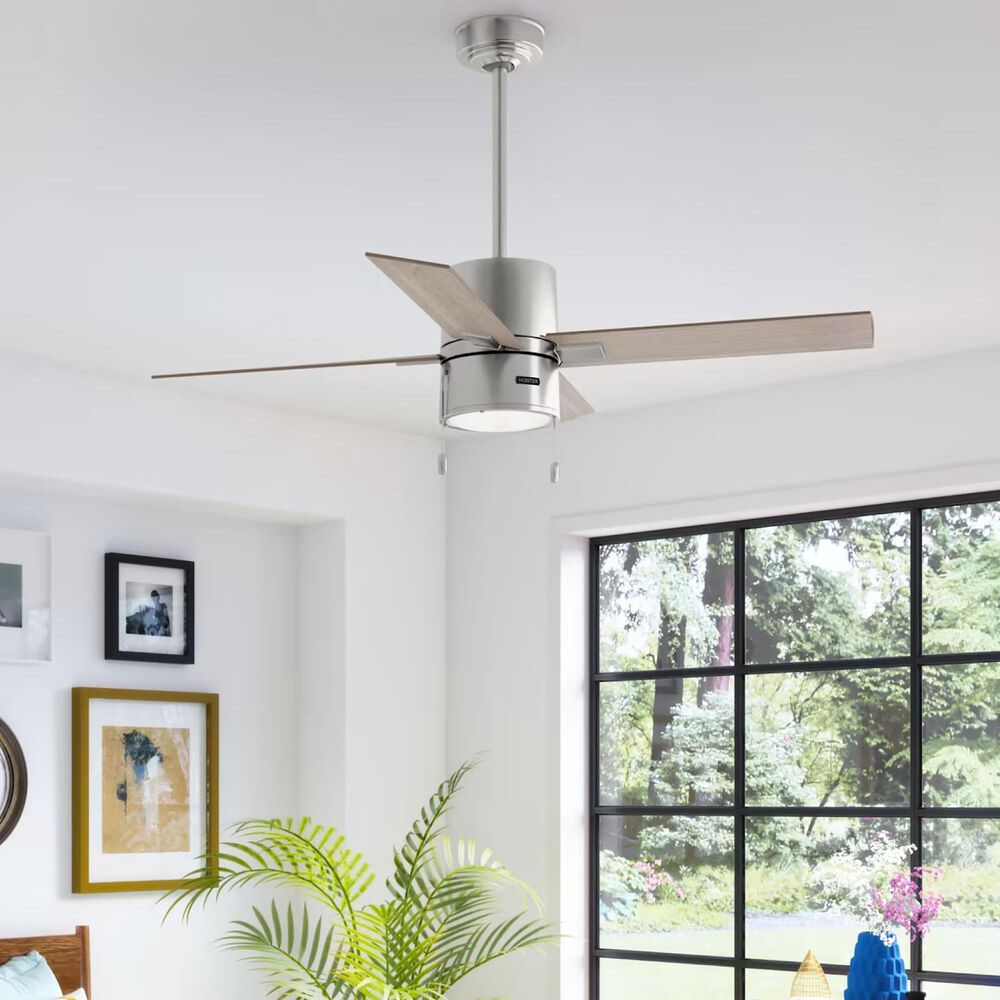 Hunter Beck 52&quot; Ceiling Fan with LED Lights in Brushed Nickel, , large