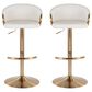 LumiSource Claire Swivel Adjustable Barstool with White Faux Leather Upholstery in Gold (Set of 2), , large