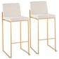 Lumisource Fuji High Back Barstool with Beige Fabric in Gold (Set of 2), , large