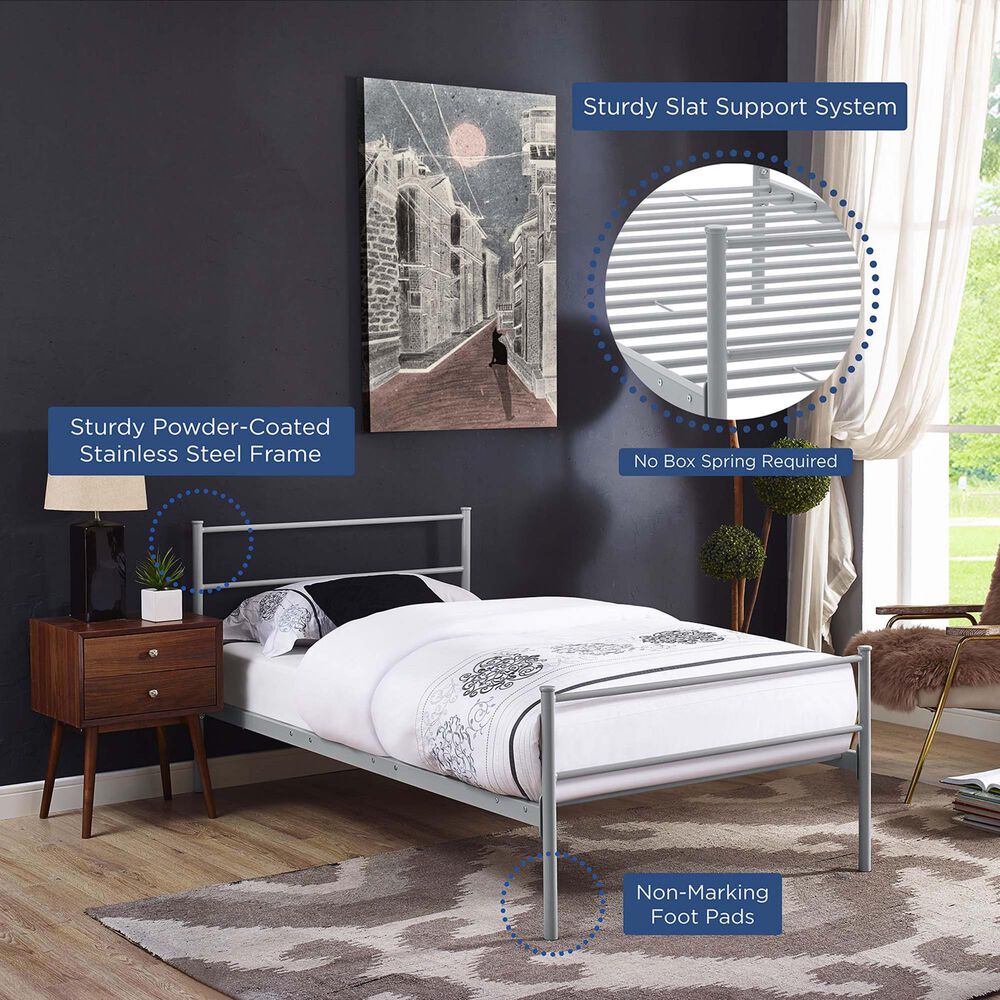 Modway Alina Twin Platform Bed Frame in Gray, , large