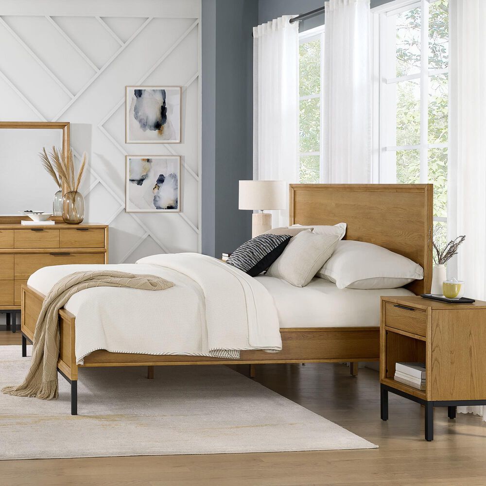 Hawthorne Furniture Newport 1-Drawer Nightstand in Natural Oak and Matte Black, , large