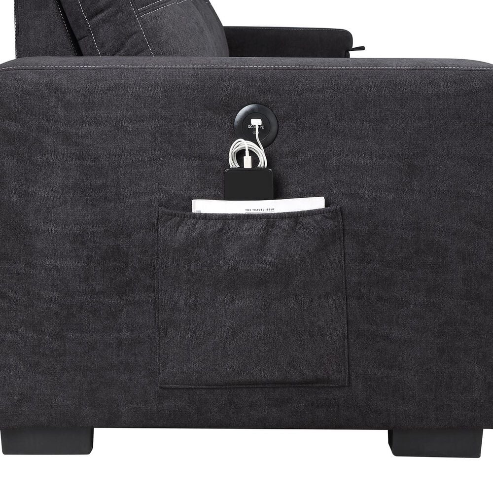 HOMLUX 95"W Reversible Sleeper Sectional Sofa with Storage Chaise, Cup Holders, USB, in Black, , large
