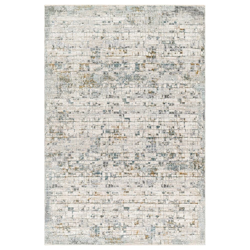 Surya Dresden Taupe, Off-White, Light Gray, Deep Teal, Dusty Sage, Ink Blue and Mustard 6&#39;7&quot; x 9&#39;6&quot; Area Rug, , large