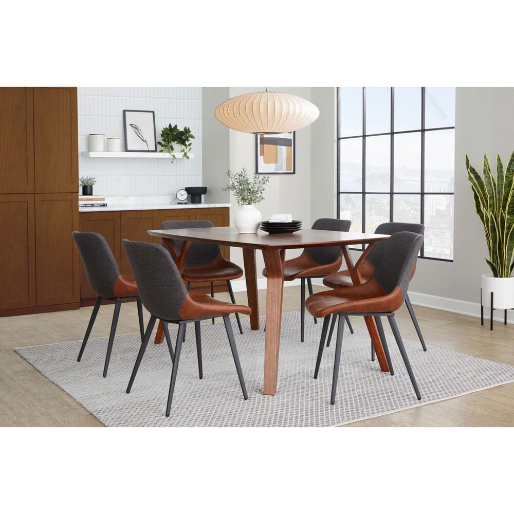 Lumisource Outlaw Side Chair with Brown and Grey Cushion in Black (Set of 2), , large