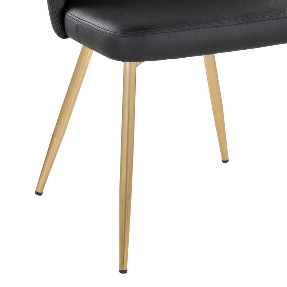 Lumisource Cinch Side Chair with Black Faux Leather Cushion in Gold &#40;Set of 2&#41;, , large
