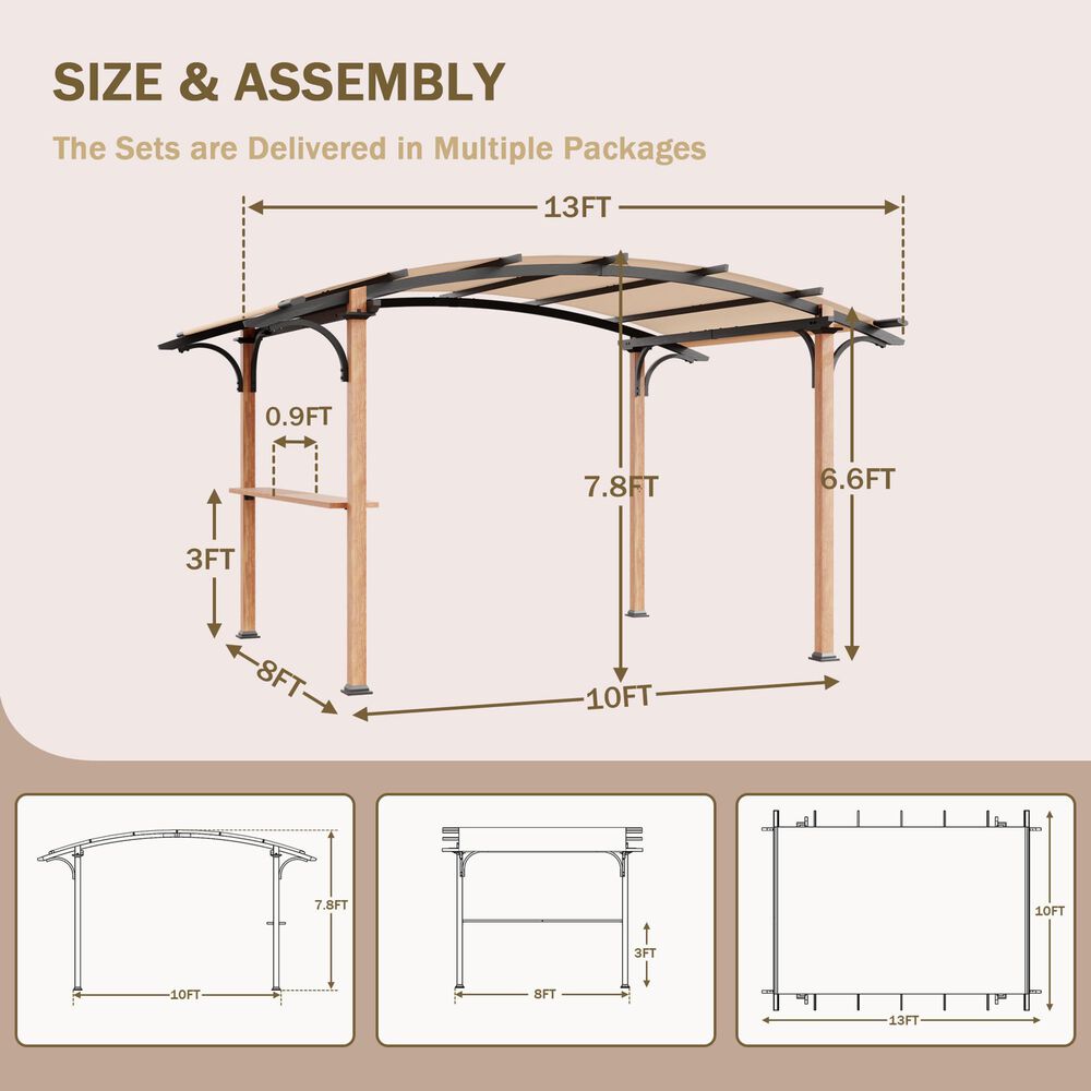 Sunwell Garden 10' Patio Pergola in Natural, , large