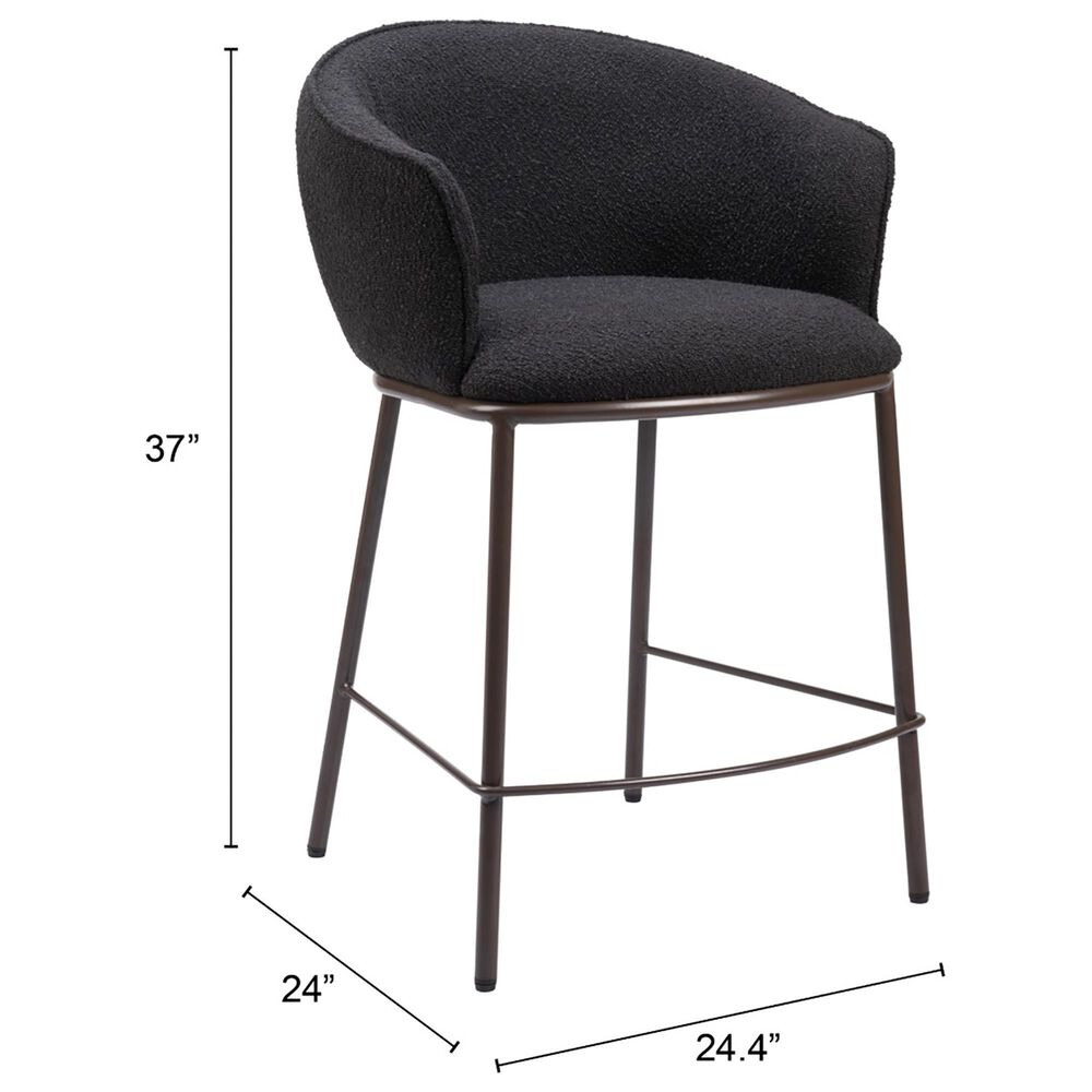 Zuo Modern Essen Counter Stool in Black &amp; Bronze, , large