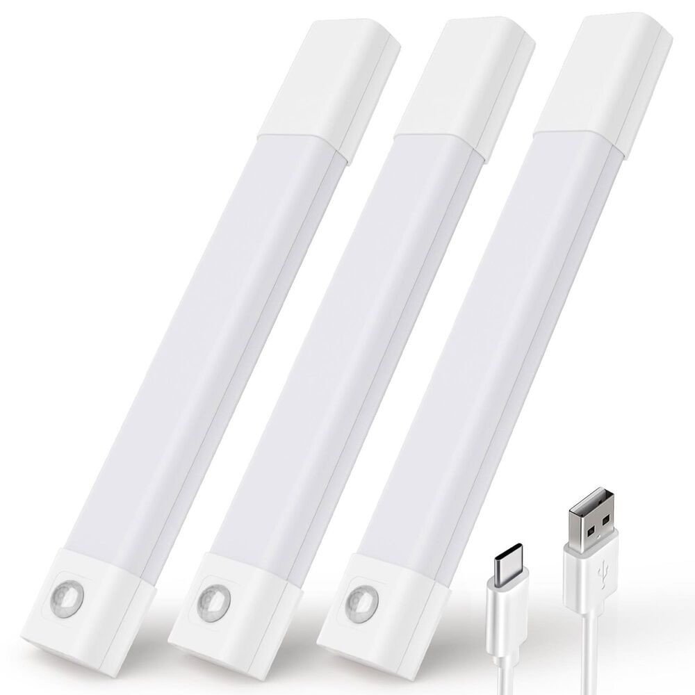 HOMLUX 8" Motion Sensor LED Light in Bar White (Set of 3), , large