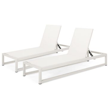 Noble House Elliott Mesh Chaise Lounge in White (Set of 2), , large