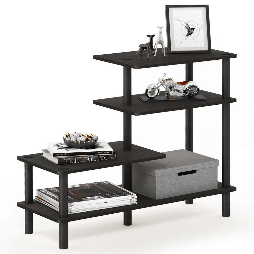 HOMLUX Turn-N-Tube 3-Tier Side Display Rack in Espresso and Black, , large