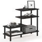 HOMLUX Turn-N-Tube 3-Tier Side Display Rack in Espresso and Black, , large