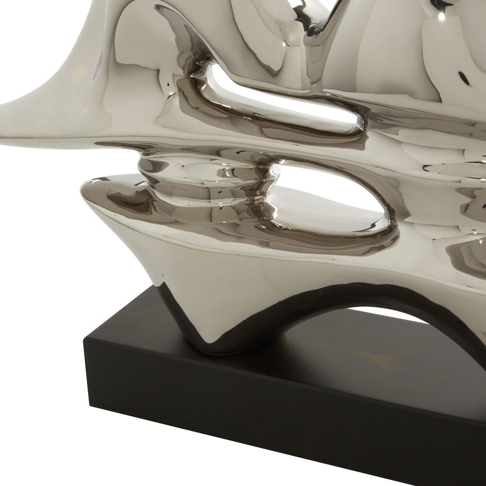 Maple and Jade Porcelain Sculpture in Silver and Black, , large