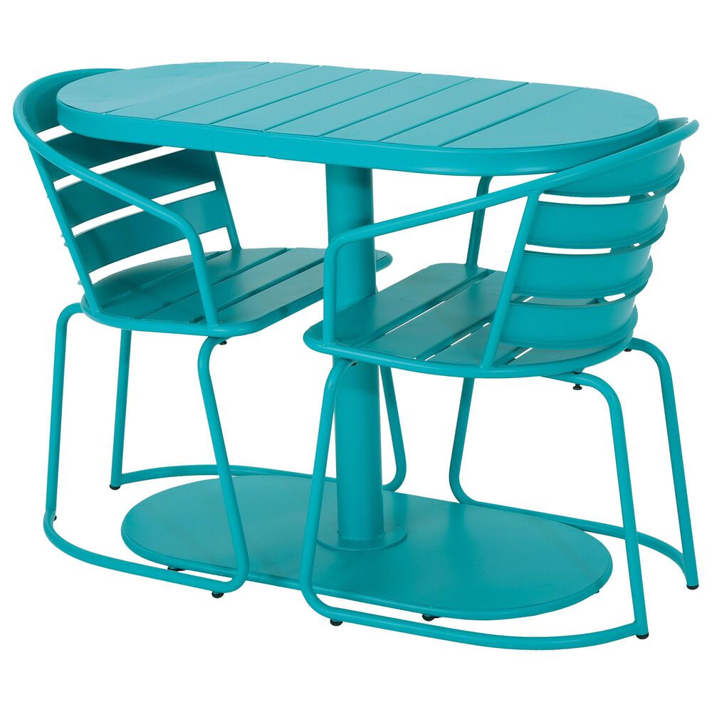 Hearth and Haven Santa Monica 3-Piece Outdoor Bistro Set in Teal, , large