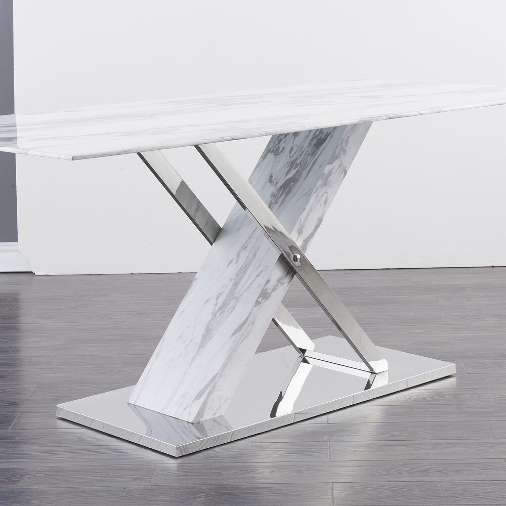 Global Furniture USA Dining Table in Light Grey Silver Marble, , large