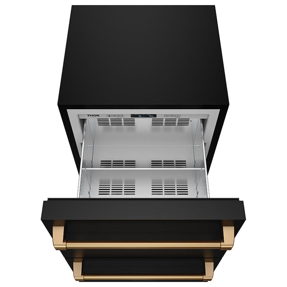 Thor Kitchen Gordon Ramsay 5.4 Cu. Ft. Undercounter Drawer Freezer with Bronze Handle Kit in Black, , large