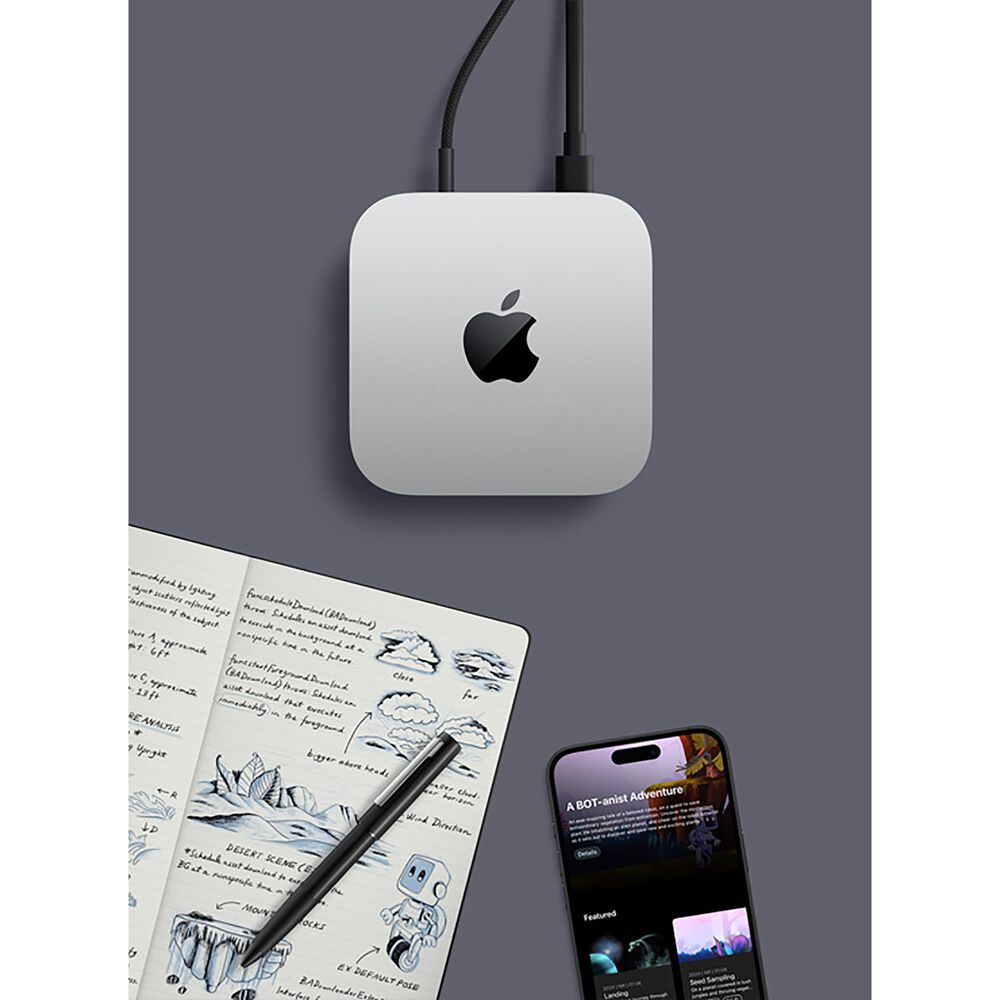 Apple Mac mini Desktop - Apple M4 chip - 10-core CPU - 16GB RAM - 10-core GPU - 256GB SSD in Silver with 3-Year AppleCare+, , large