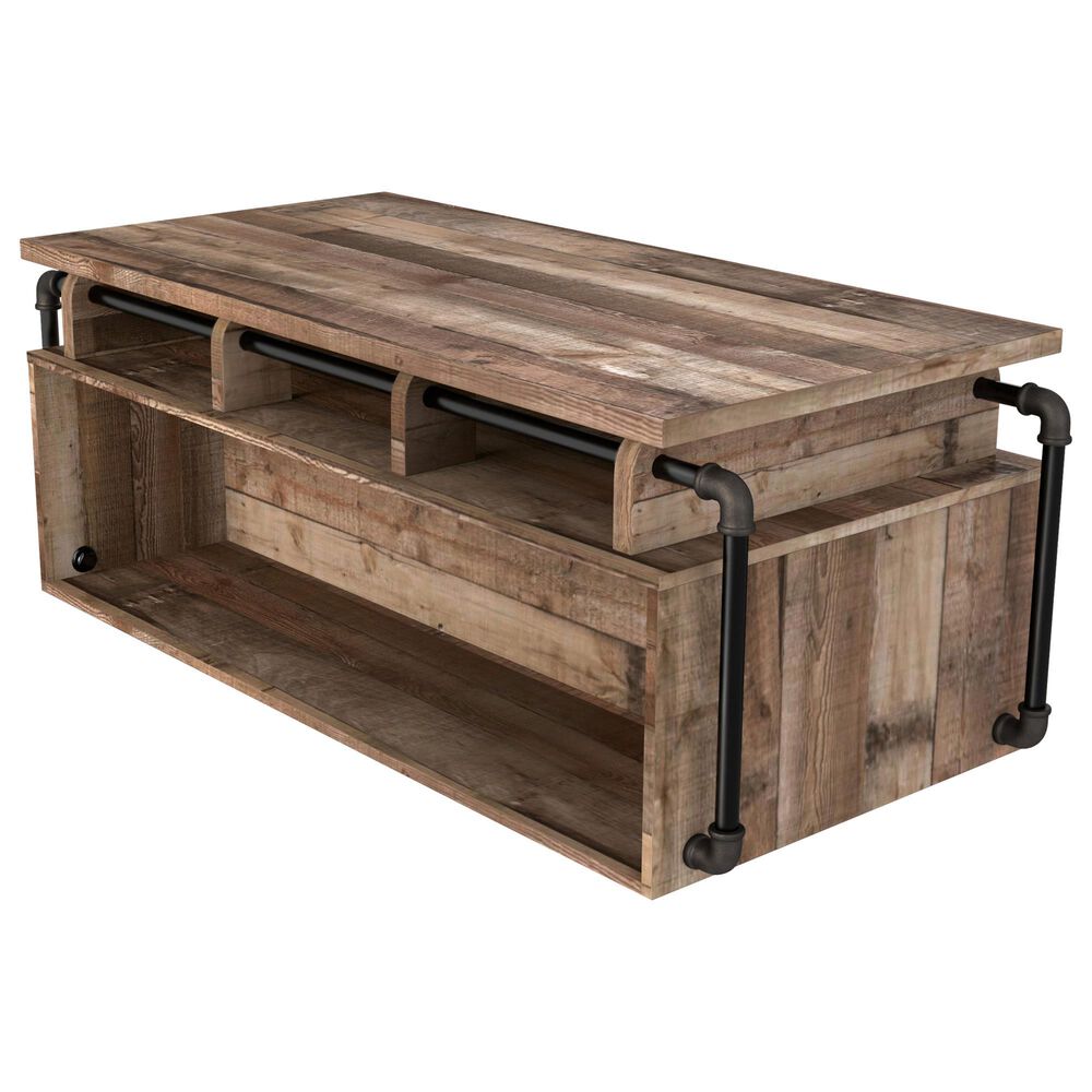 Furniture of America Hartman Lift-Top Coffee Table in Reclaimed Barnwood, , large